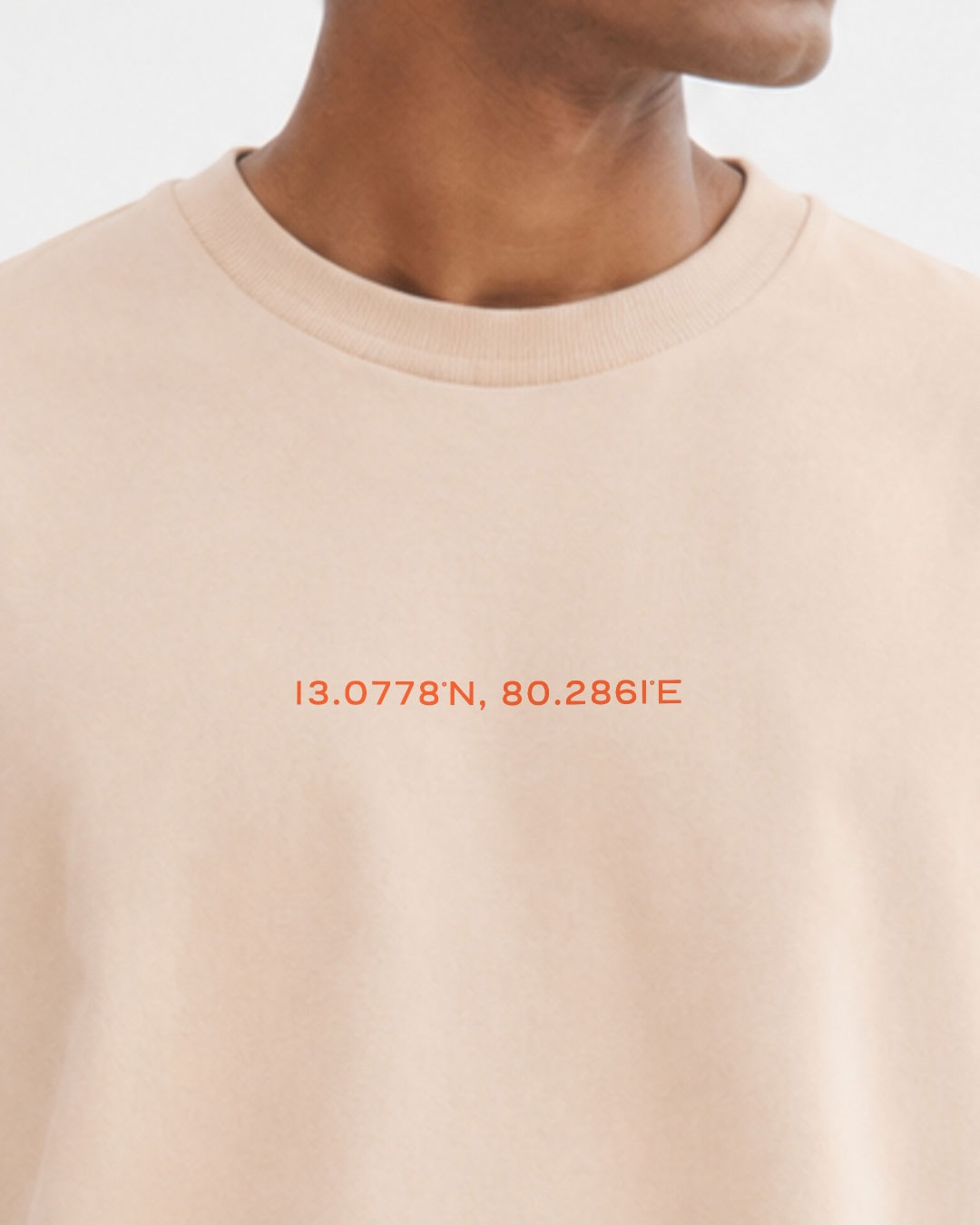 Madras 1755 Coordinates | Men's Premium Oversized Beige T-Shirt