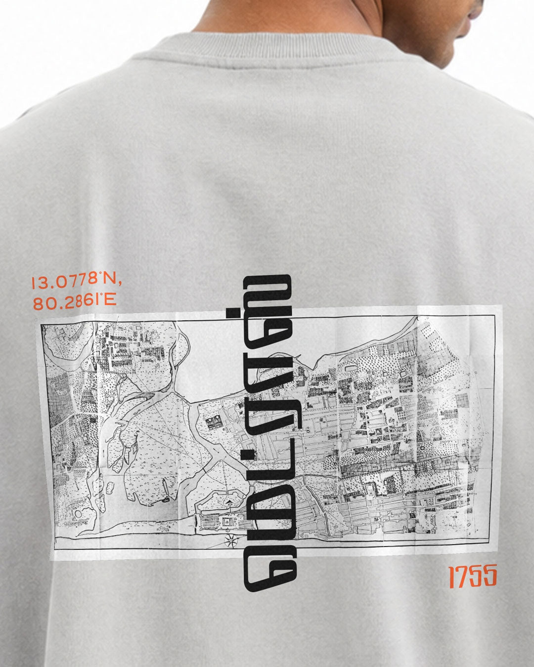 Madras 1755 Coordinates | Men's Premium Oversized Grey T-Shirt