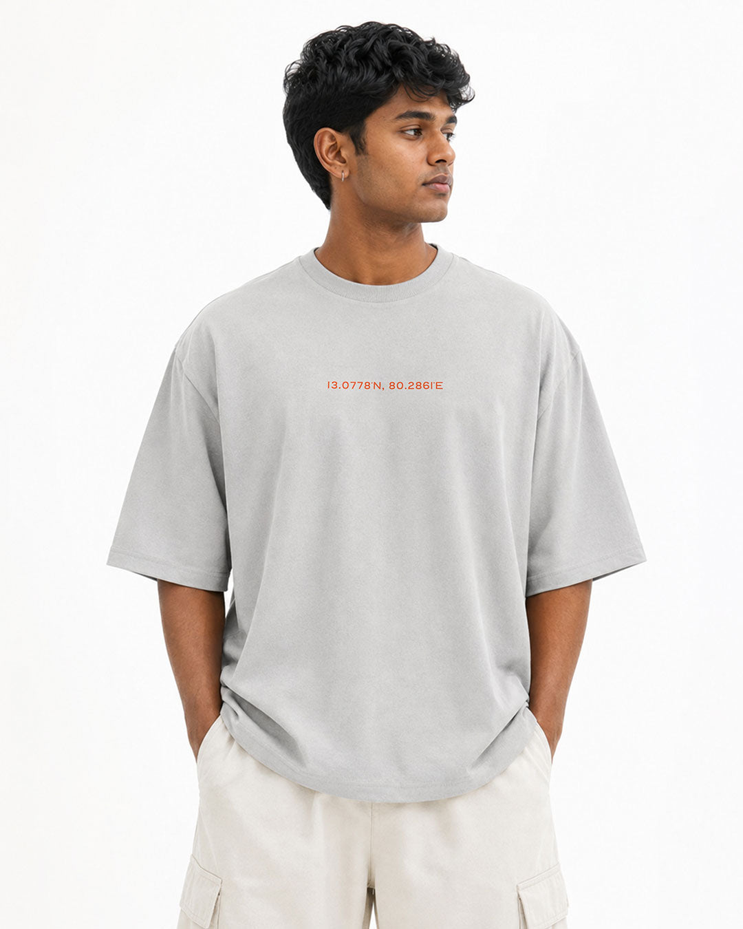Madras 1755 Coordinates | Men's Premium Oversized Grey T-Shirt