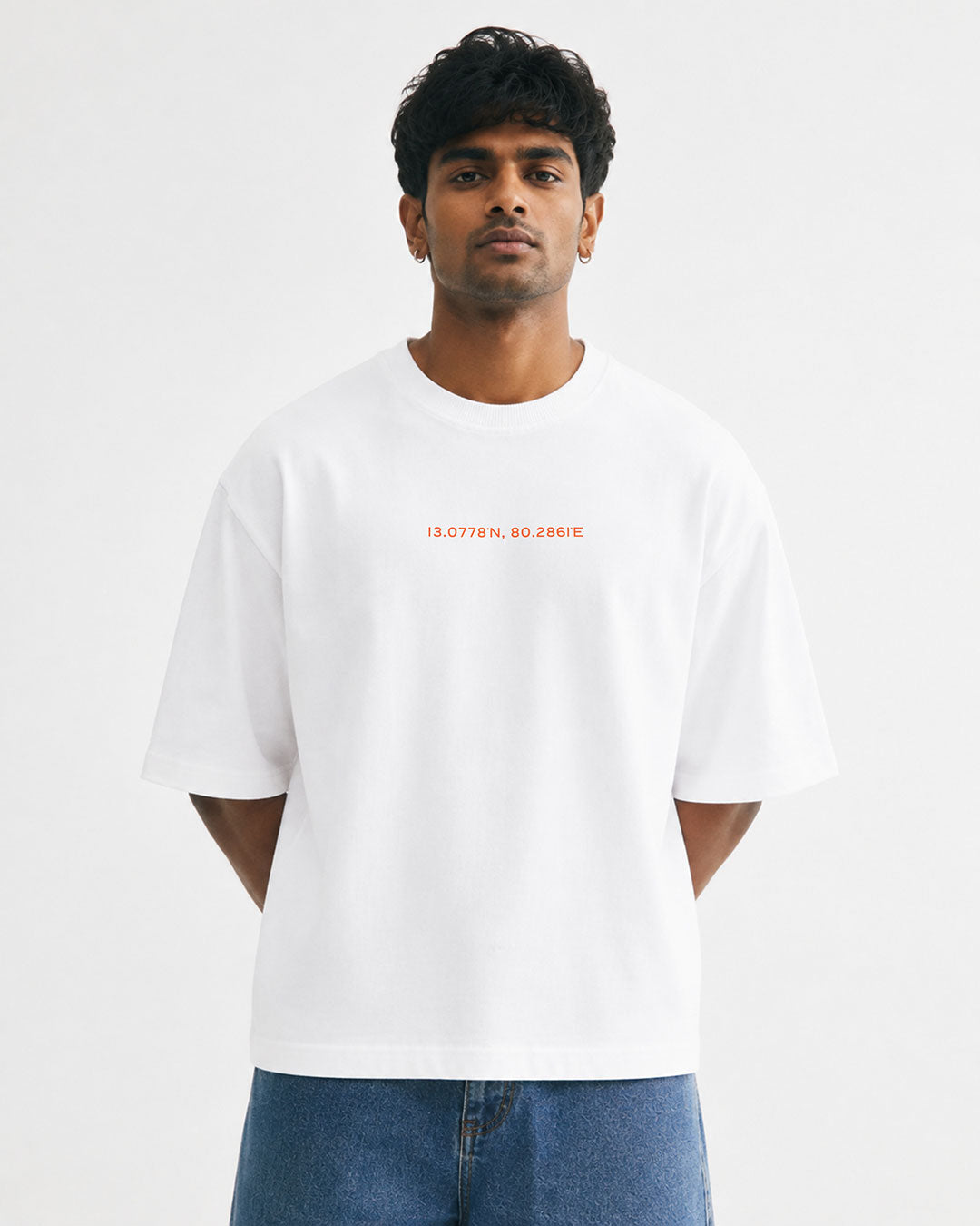 Madras 1755 Coordinates | Men's Premium Oversized White T-Shirt