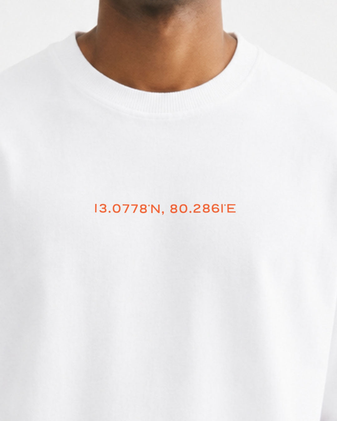 Madras 1755 Coordinates | Men's Premium Oversized White T-Shirt
