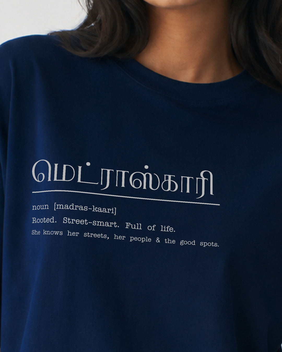 Madras-Kaari | Women's Premium Oversized Blue T-Shirt