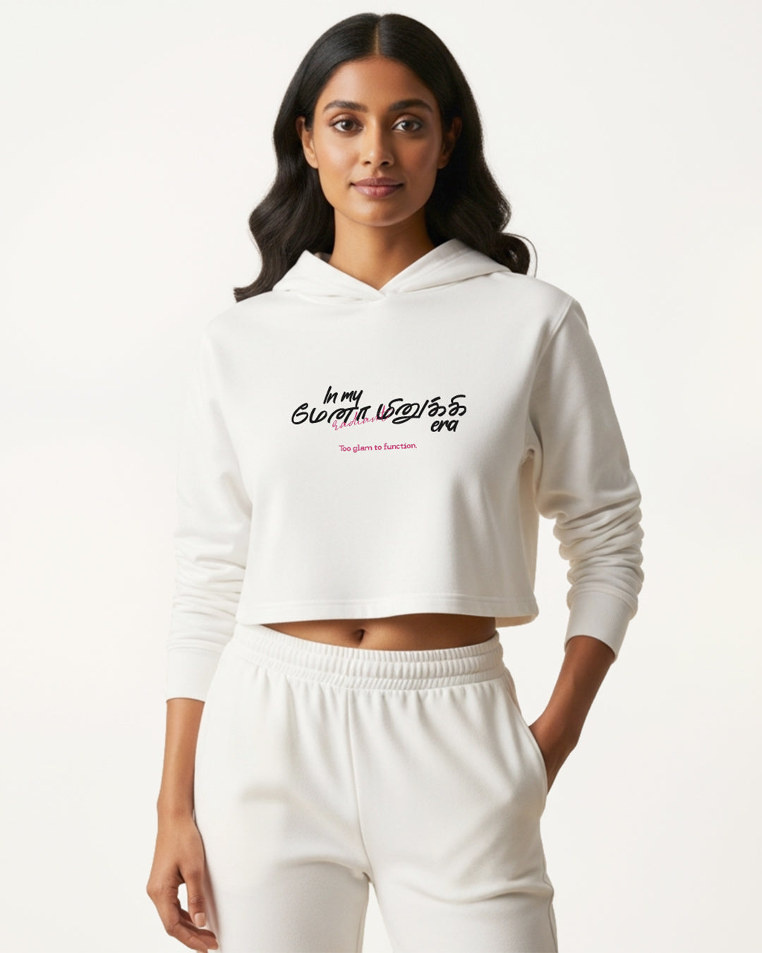 In My Menaminiki Era | Women's White Cropped Hoodie