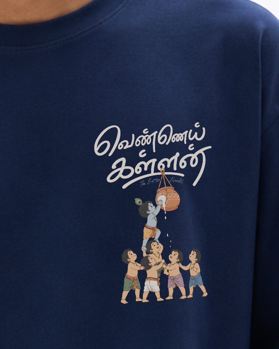 Vennai Kallan | Butter Bandit Men Oversized Boxy Blue T-Shirt