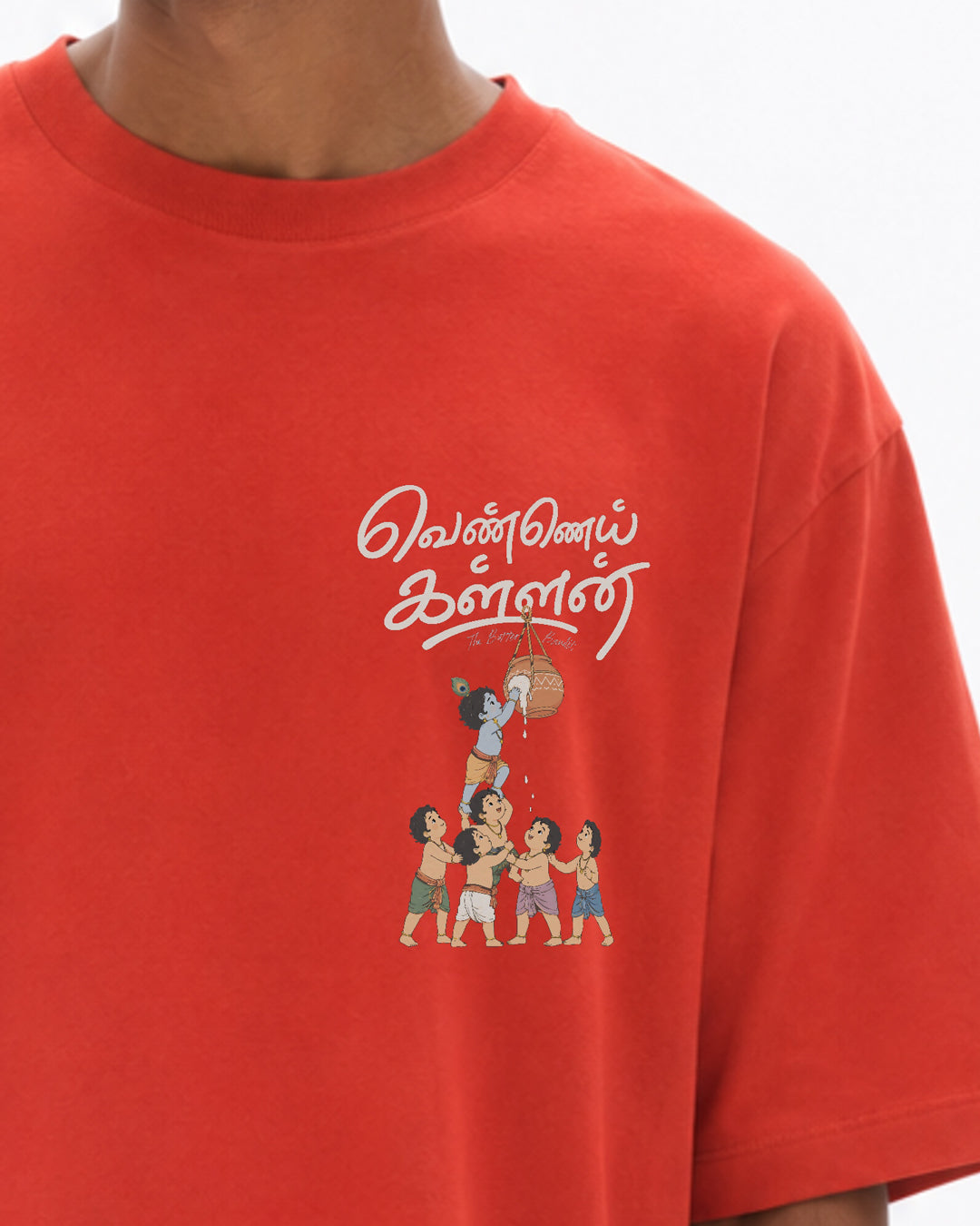 Vennai Kallan | Butter Bandit Men Oversized Boxy Brick Red T-Shirt