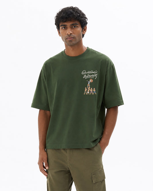 Vennai Kallan | Butter Bandit Men Oversized Boxy Green T-Shirt
