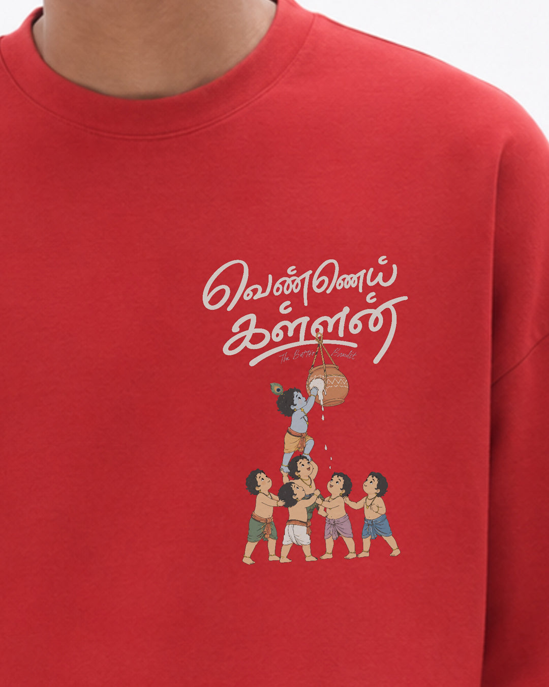 Vennai Kallan | Butter Bandit Men Oversized Boxy Red T-Shirt