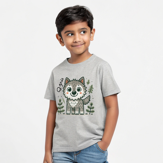 Boys' Grey 'Oonai - Wolf ' Graphic T-Shirt