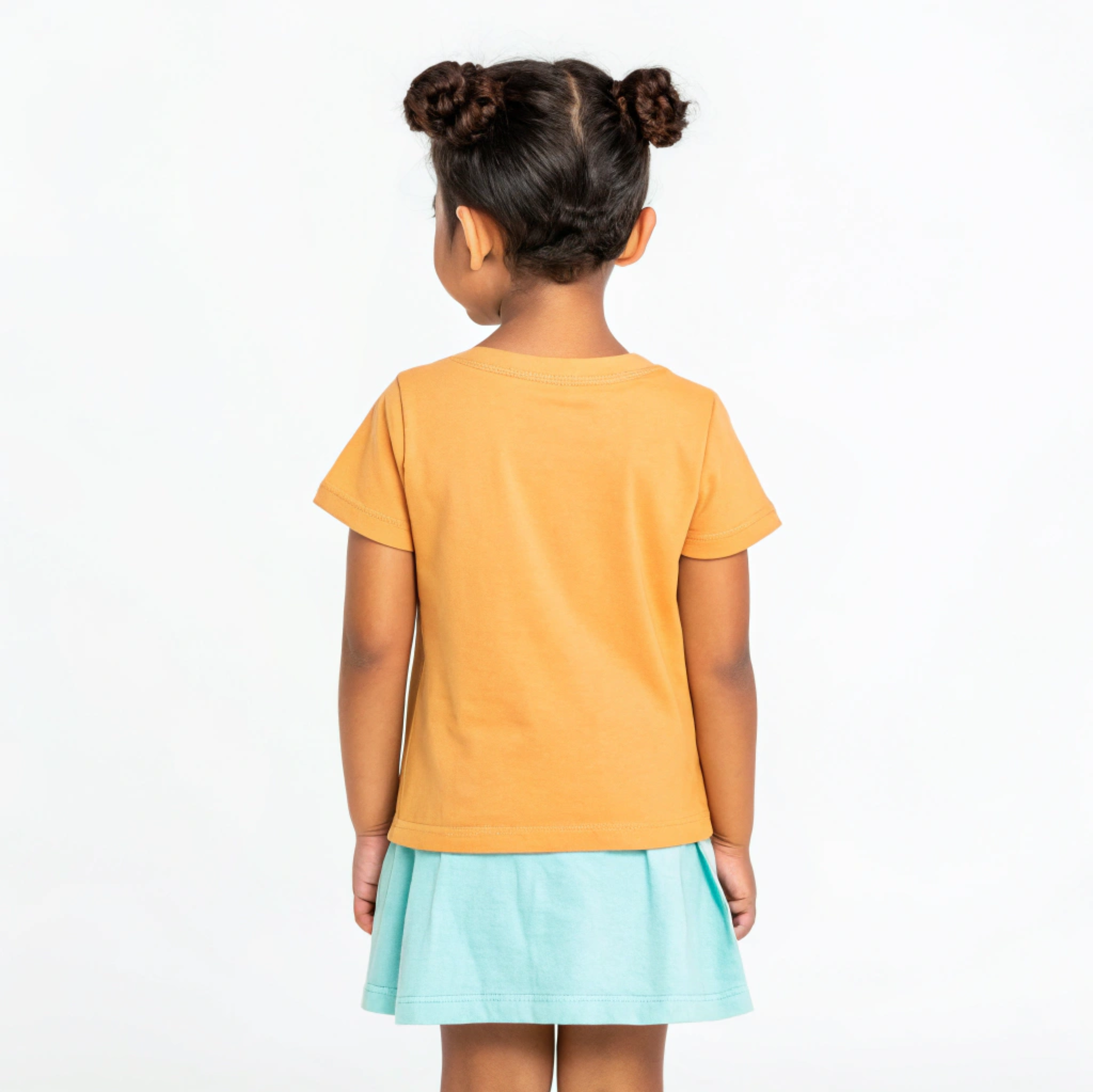 Girls' Orange 'Muthalai - Crocodile' Playful Graphic T-Shirt