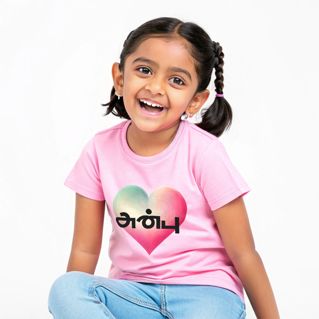 Girls' Pink 'Anbu - Love' Heart Graphic T-Shirt