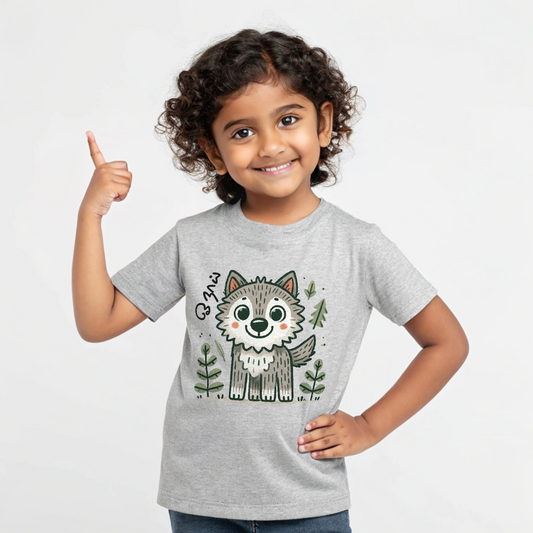 Girls' Grey 'Oonai - Wolf'  Graphic T-Shirt