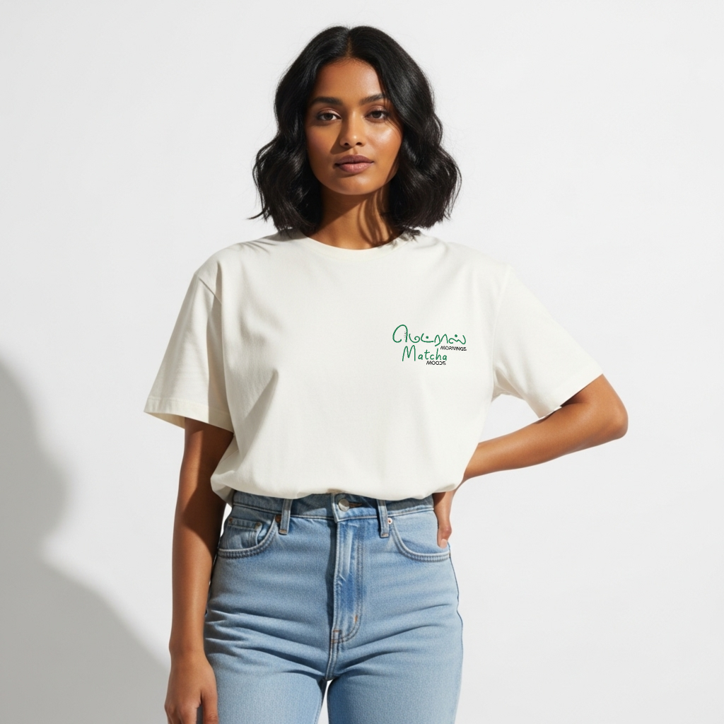 Madras Mornings Matcha Moods | Women Oversized Boxy-Fit Tee