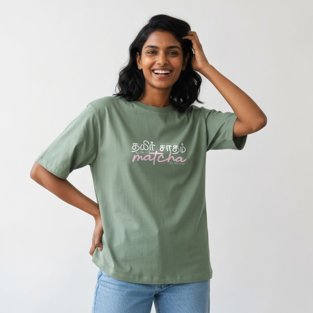 Thayir Saadham X Matcha | Women Oversized Boxy-Fit Tee