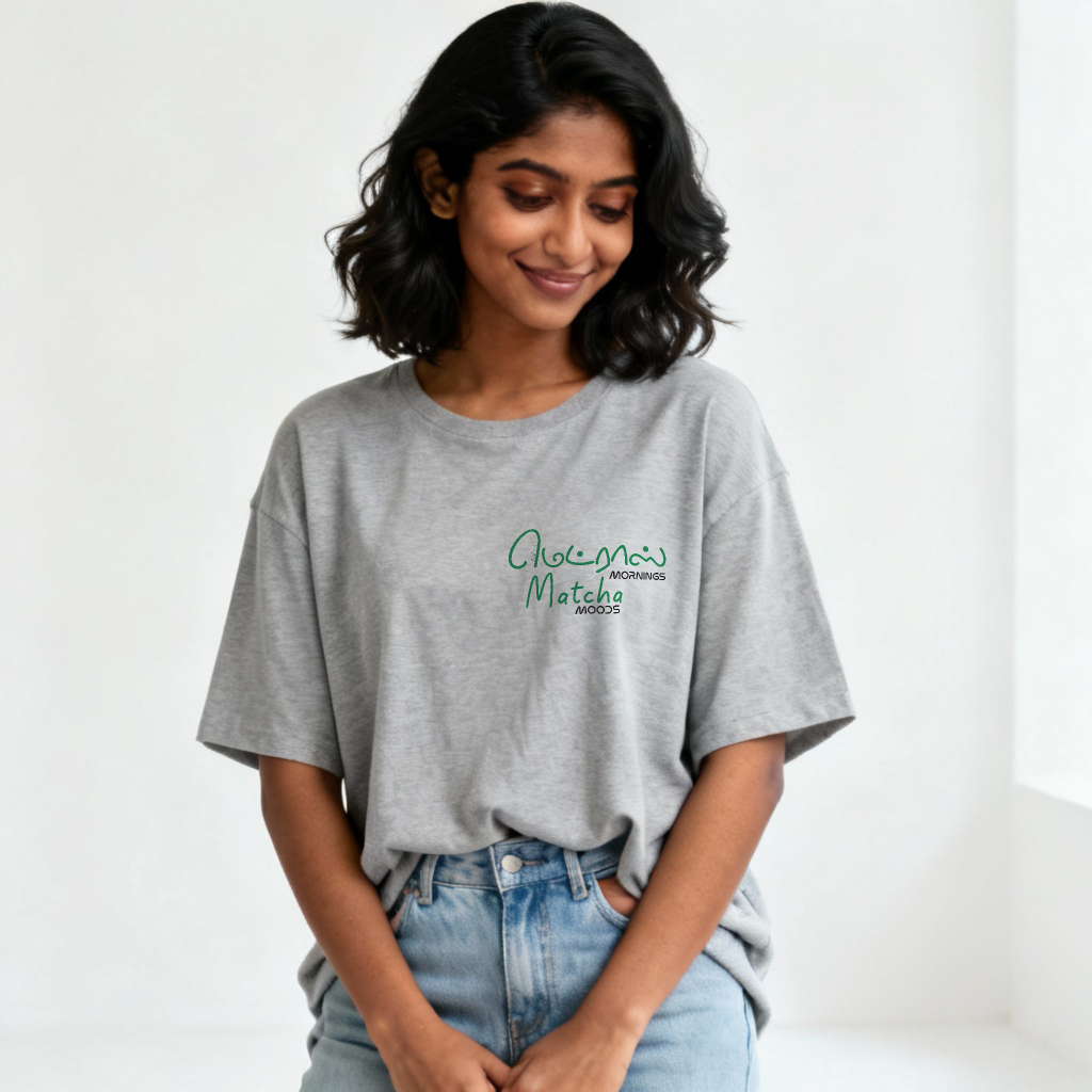 Madras Mornings Matcha Moods | Women Oversized Boxy-Fit Tee