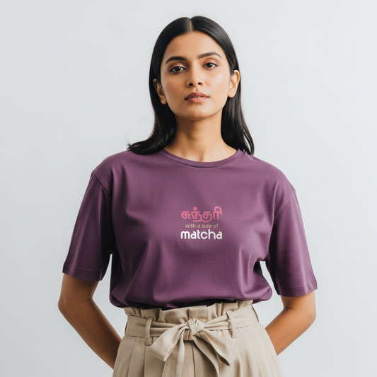 Sundari with a Side of Matcha | Women Oversized Tee