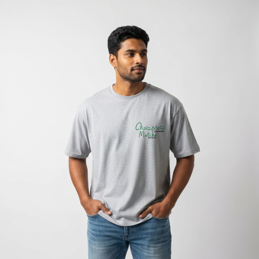 Madras Mornings Matcha Moods | Men Oversized Boxy-Fit Tee