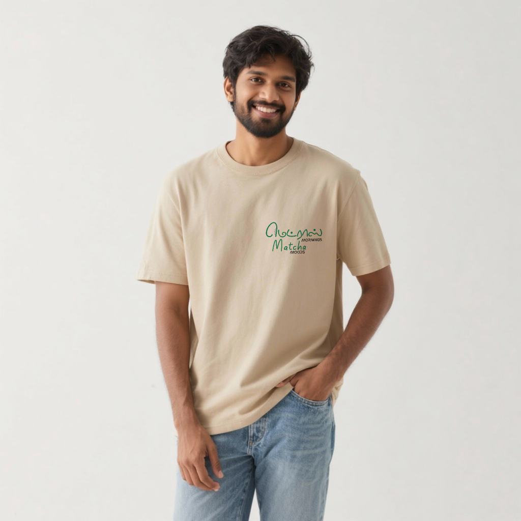 Madras Mornings Matcha Moods | Men Oversized Boxy-Fit Tee