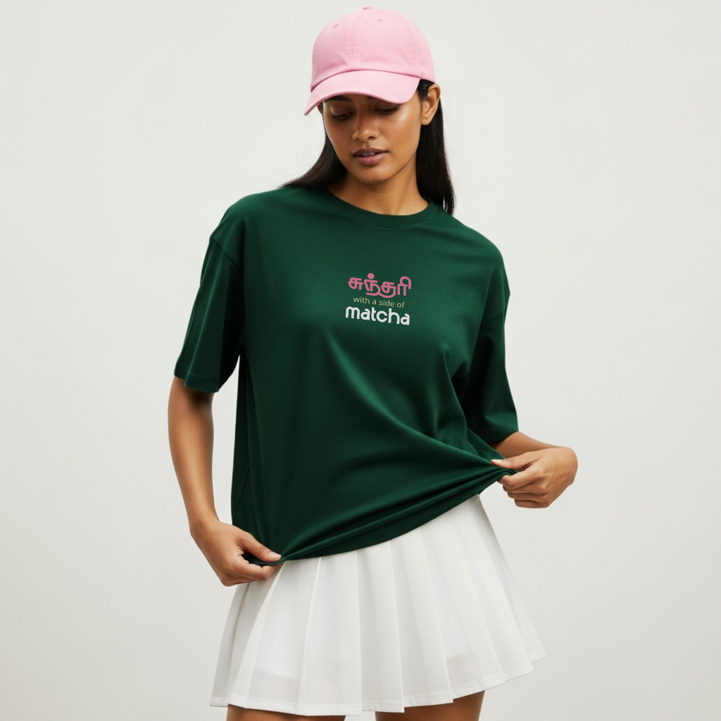 Sundari with a Side of Matcha | Women Oversized Tee