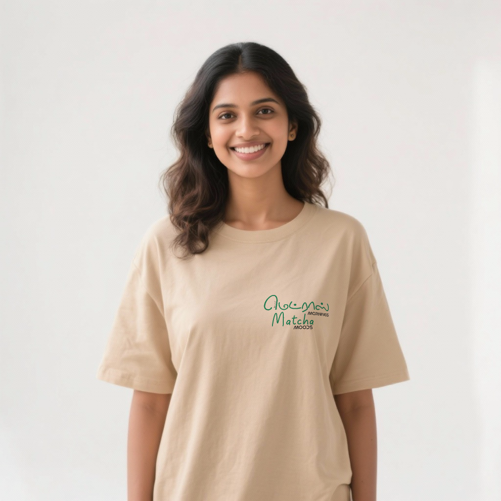 Madras Mornings Matcha Moods | Women Oversized Boxy-Fit Tee