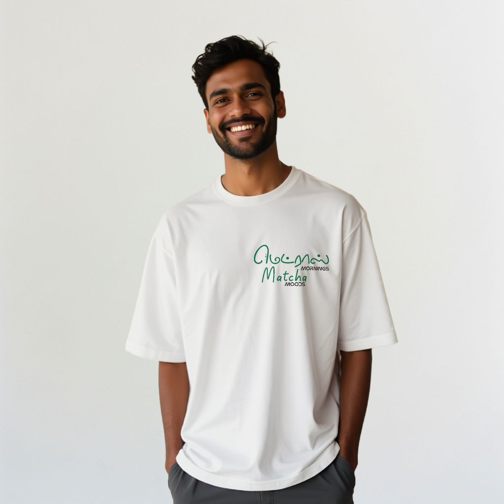 Madras Mornings Matcha Moods | Men Oversized Boxy-Fit Tee