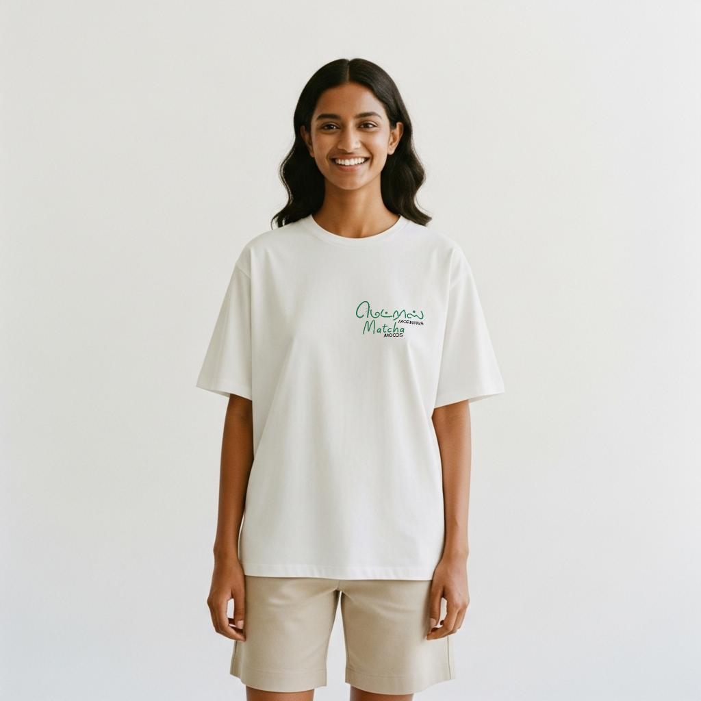 Madras Mornings Matcha Moods | Women Oversized Boxy-Fit Tee