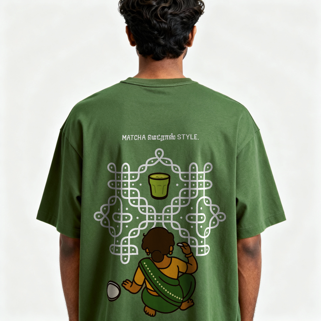 Matcha Madras Style | Men Oversized Boxy-Fit Tee