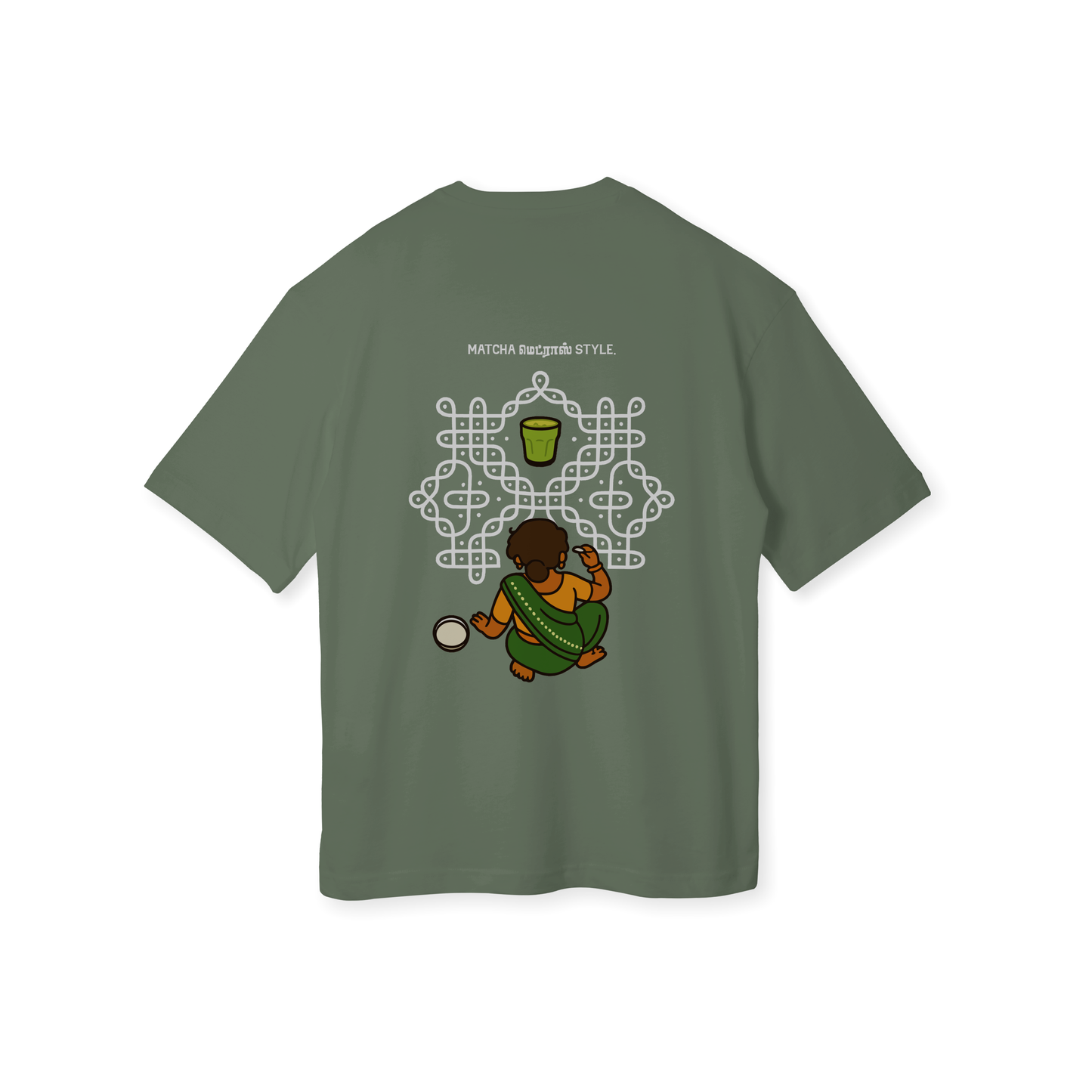 Matcha Madras Style | Men Oversized Boxy-Fit Tee