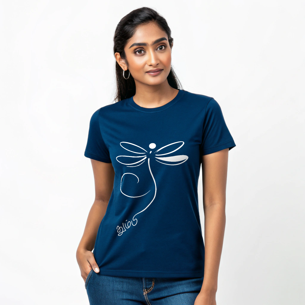 Women's 'Thumbi - Dragonfly' Regular Fit Graphic T-Shirt