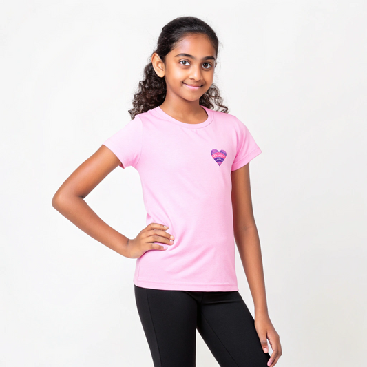 Girls' Pink 'Amma Chellam' Floral Heart Graphic T-Shirt