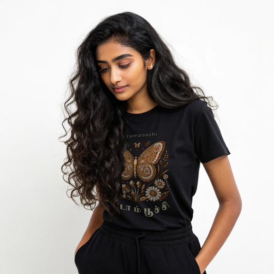 Girls' Black 'Pattampoochi - Butterfly' Graphic T-Shirt