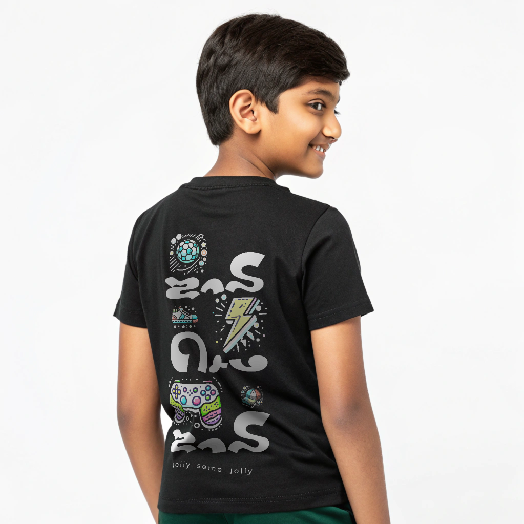 Boys' Black 'Jolly Sema Jolly' Fun Graphic T-Shirt