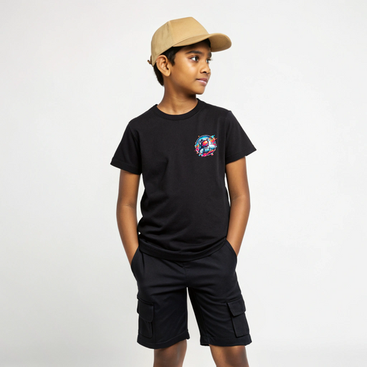 Boys' Black 'Vaaname Ellai' Astronaut Graphic T-Shirt