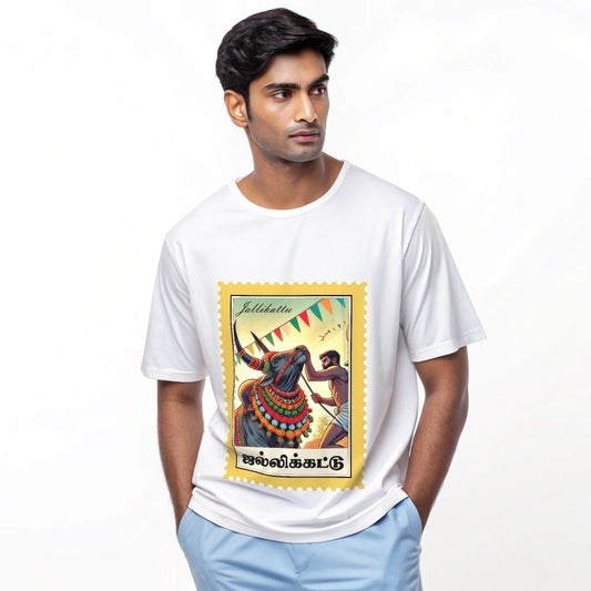 Thai Collection: White 'Jallikattu' Celebration Oversized T-Shirt